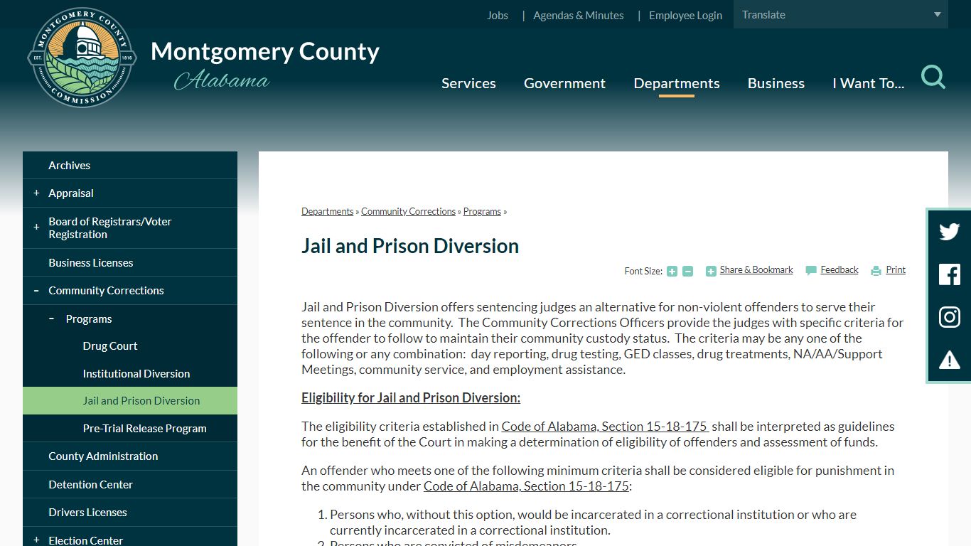 Jail and Prison Diversion | Montgomery County, AL